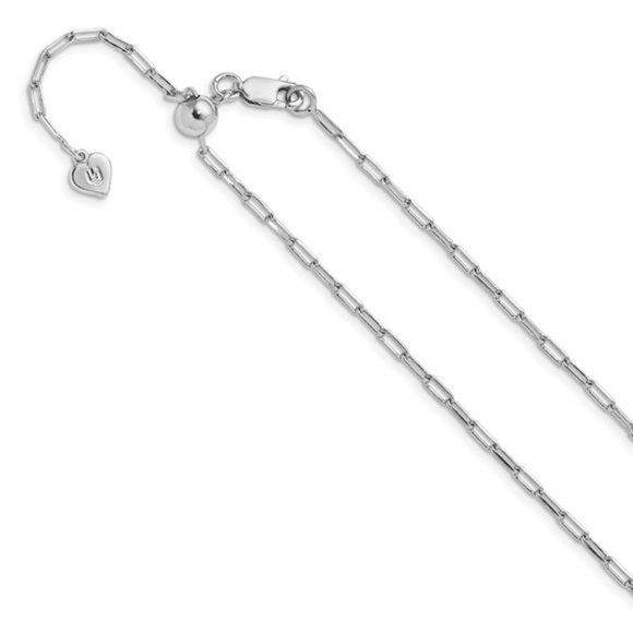 Jewelry - Paperclip Flat Oval Link Chain Adjustable 2mm Sterling Silver